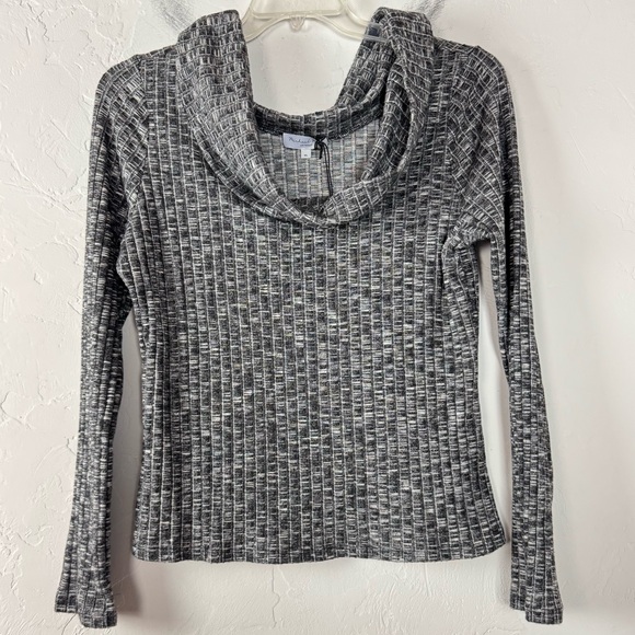 Michael Stars Knit Top Tee Shirt Aspen‎ Ribbed Off Shoulder Cold Heather Marled - Picture 1 of 9